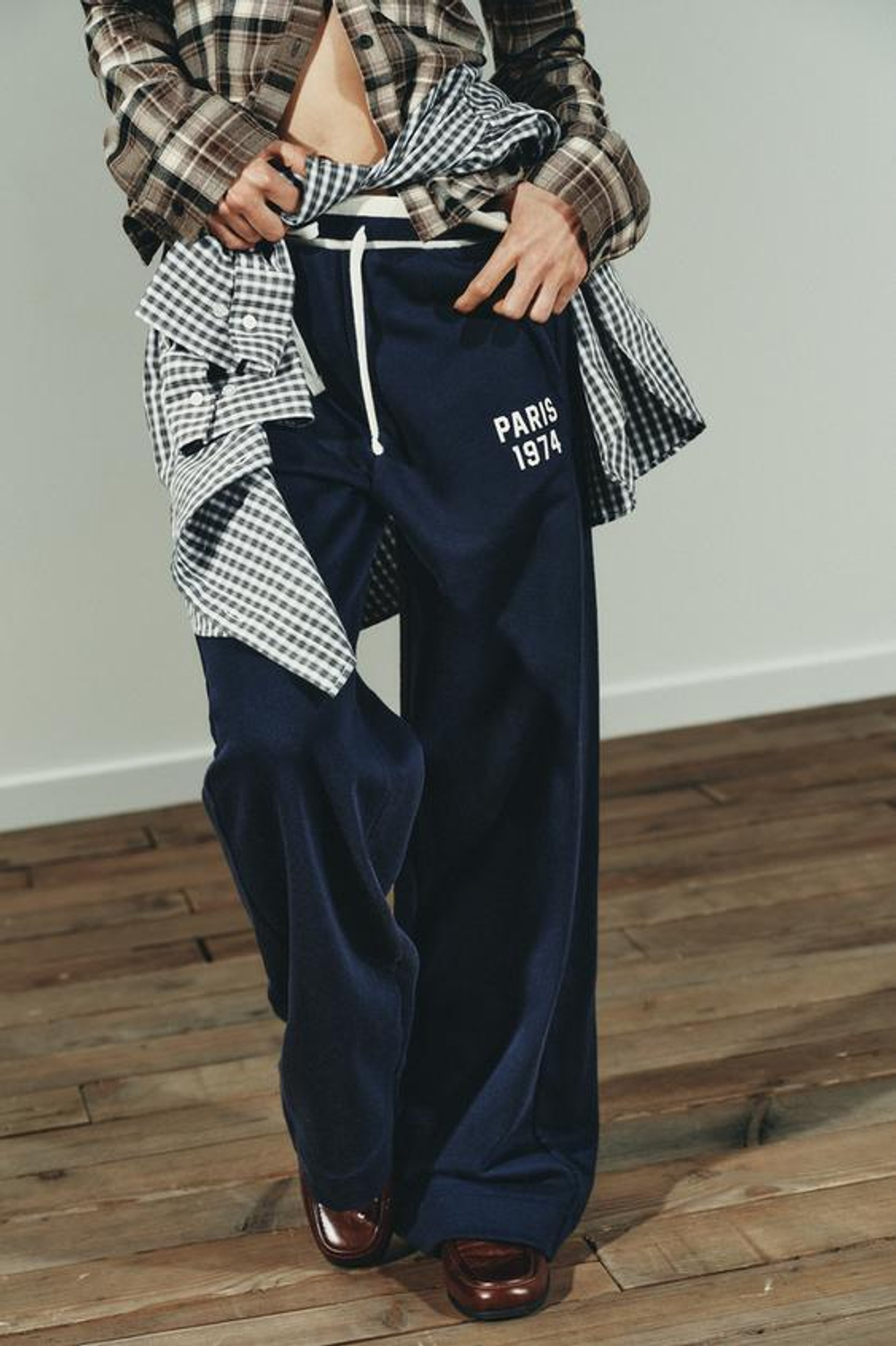 ZARA БРЮКИ В СТИЛЕ ПРЕППИ, ТЕМНО-СИНИЙ