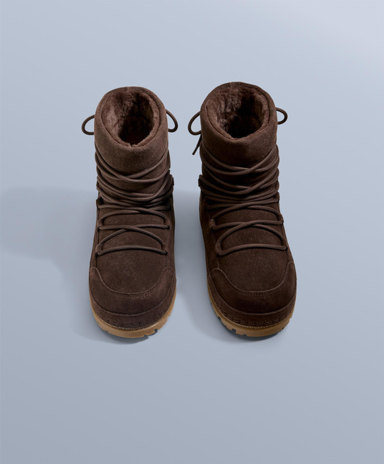 OYSHO Технически кожаные ботинки на шнуровке, коричневый