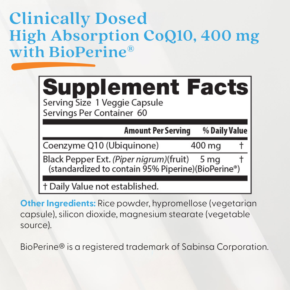 Doctor's Best, легкоусвояемый коэнзим Q10 с BioPerine®, 60 растительных капсул