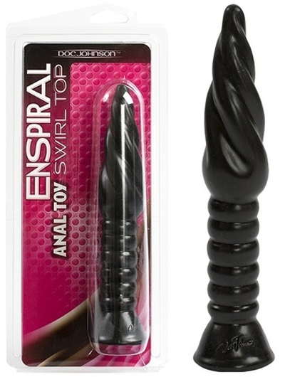Черная ребристая анальная пробка ENSPIRAL