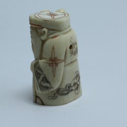 Нэцкэ Дзюродзин с иероглифом счастье и посохом