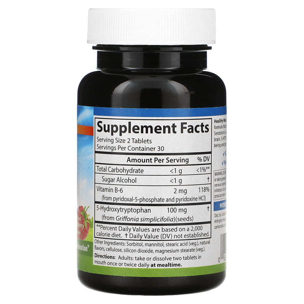 Carlson, Healthy Mood, 5-HTP Elite, натуральная малина, 60 таблеток