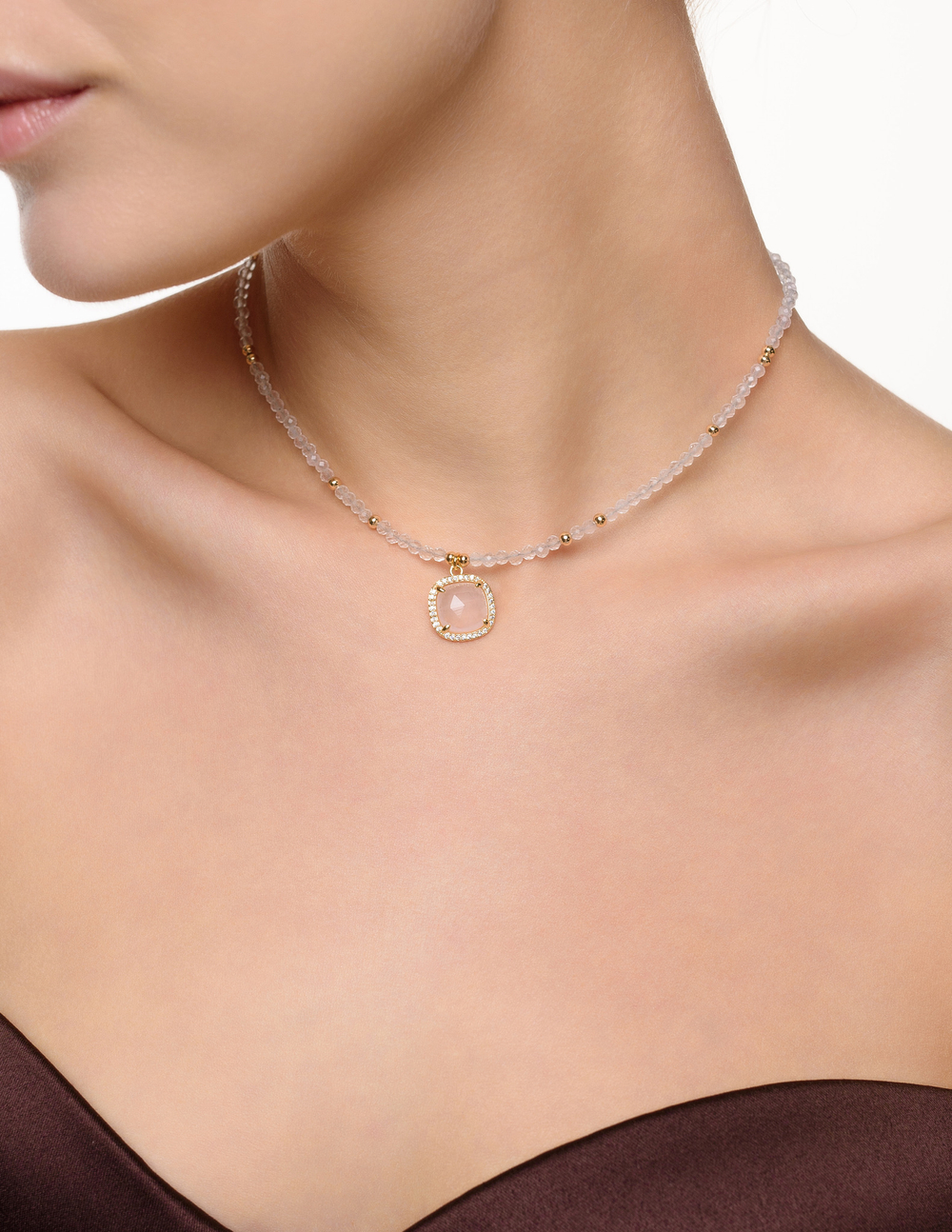 Чокер "Royal" из розового кварца Gold