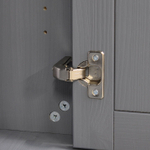 Буфет, 155х41х202, Лэйквью, для кухни и гостиной, деревянный с 4 дверями, из массива дерева, серый, MAKOSA