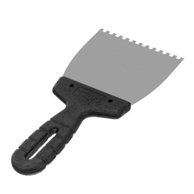 Шпатель из нержавеющей стали, 100 мм, зуб 4 х 4 мм, пластмассовая ручка Сибртех