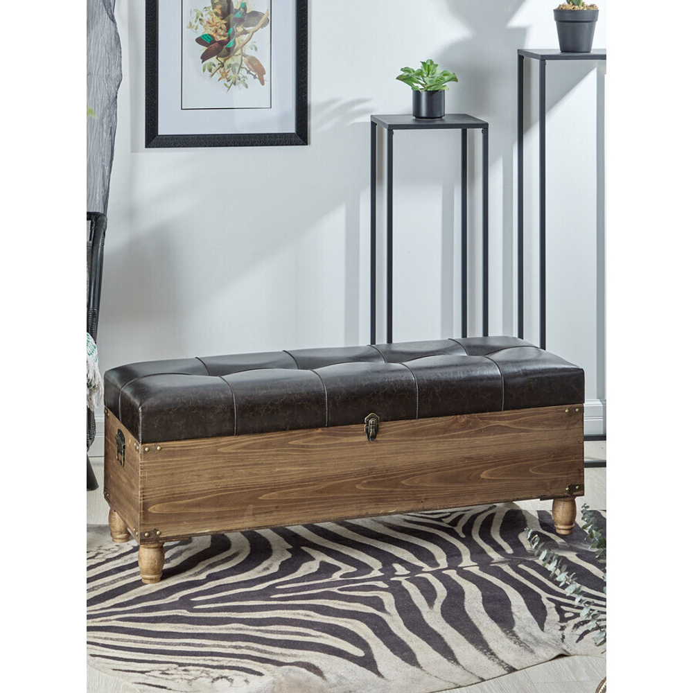 Банкетка-сундук 100х35х38см МДФ, дерево, искожа, поролон, металл