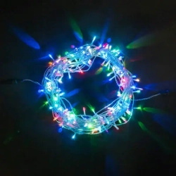 Светодиодная гирлянда 200 разноцветных LED ламп с RGB светодиодом, 20 м., 24V., черный силиконовый провод, IP65, Beauty Led (EST200-10-1RGB)