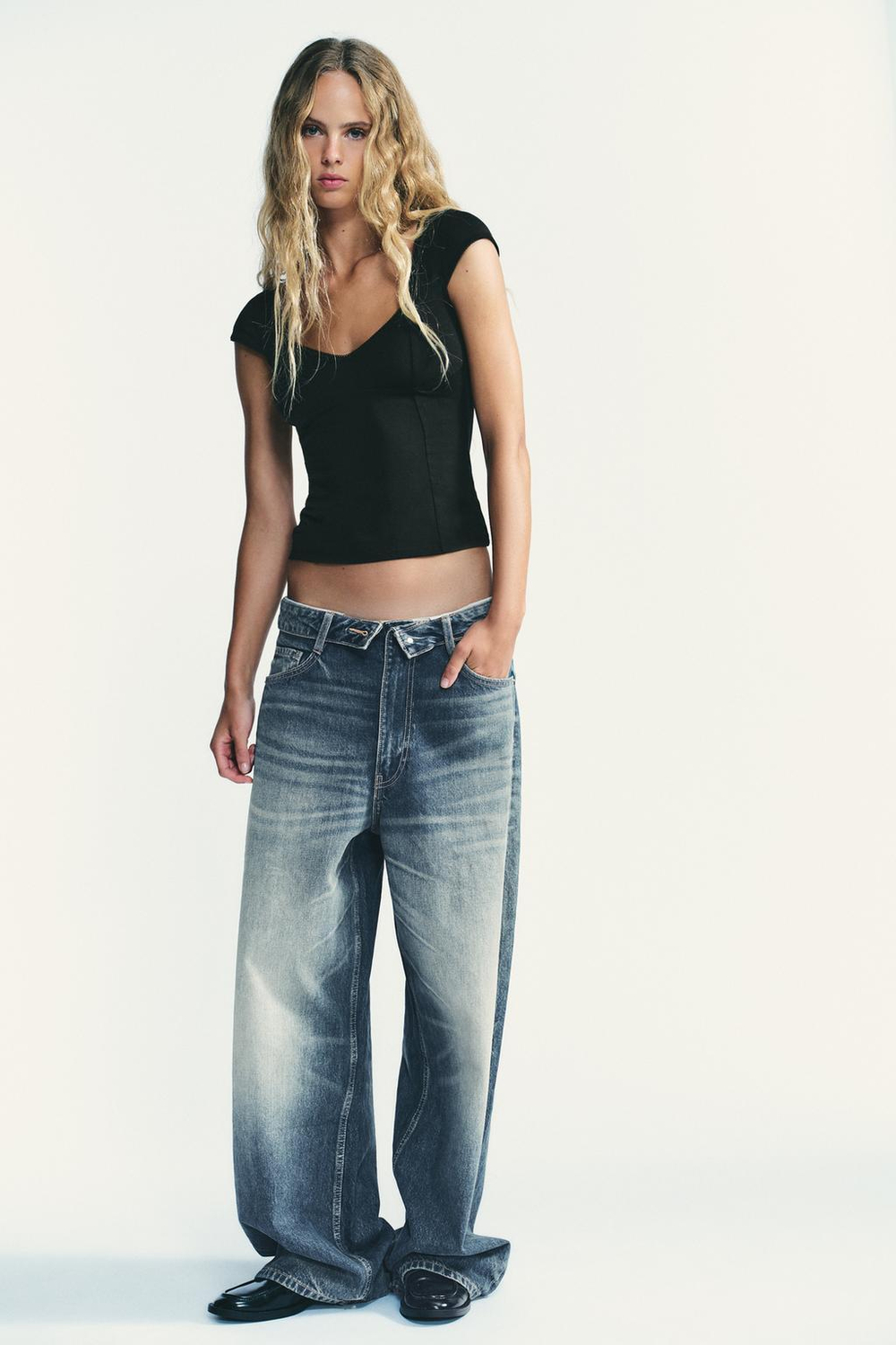 ZARA ТОП ИЗ ЛИОЦЕЛЛА С КРУЖЕВОМ, ЧЕРНЫЙ