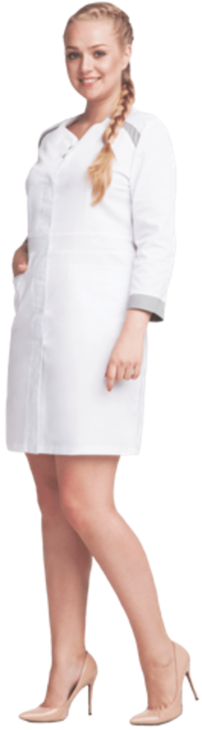 Халат МАРИНА белый-серый ткань Оптима