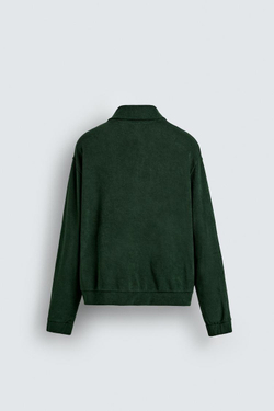 ZARA ТОЛСТОВКА МАХРОВАЯ НА МОЛНИИ, БУТЫЛОЧНО-ЗЕЛЕНЫЙ