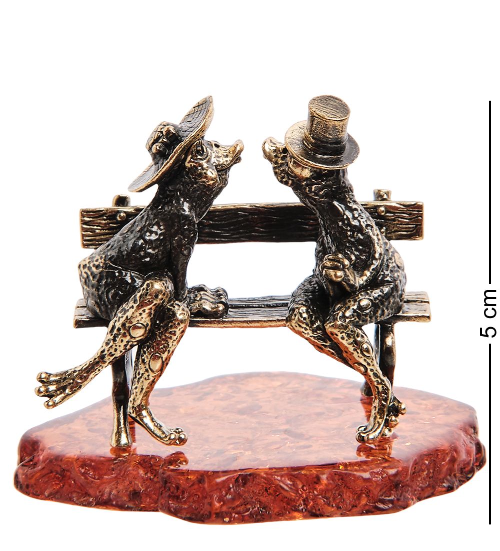 AM-3026 Фигурка «Лягушки Волшебный поцелуй» (латунь, янтарь)