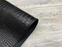 Capra Crocco Black (0,8-1,0 мм), цв. Черный, натуральная кожа козы