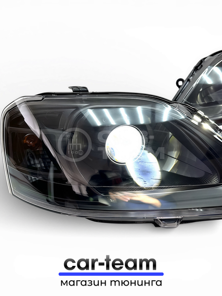 Фары на Лада Ларгус передние с Bi LED модулями 3.0 дюйма, черная маска (под ключ)