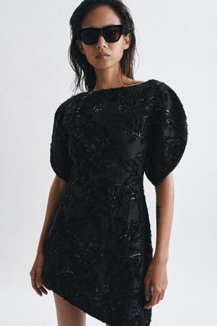 ZARA КОРОТКОЕ ПЛАТЬЕ С ВЫШИВКОЙ И БУСИНАМИ — ZW COLLECTION, ЧЕРНЫЙ