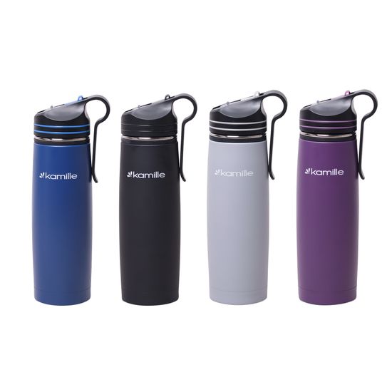 Термос-Бутылка спортивная 500 мл. Kamille KM-2058 из нержавеющей стали с трубочкой и клипсой