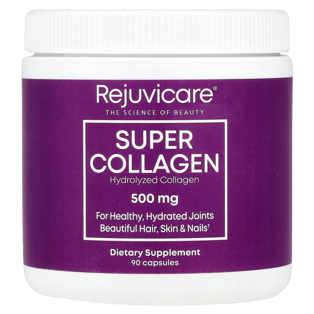 Rejuvicare, Super Collagen, коллаген, 500 мг, 90 капсул