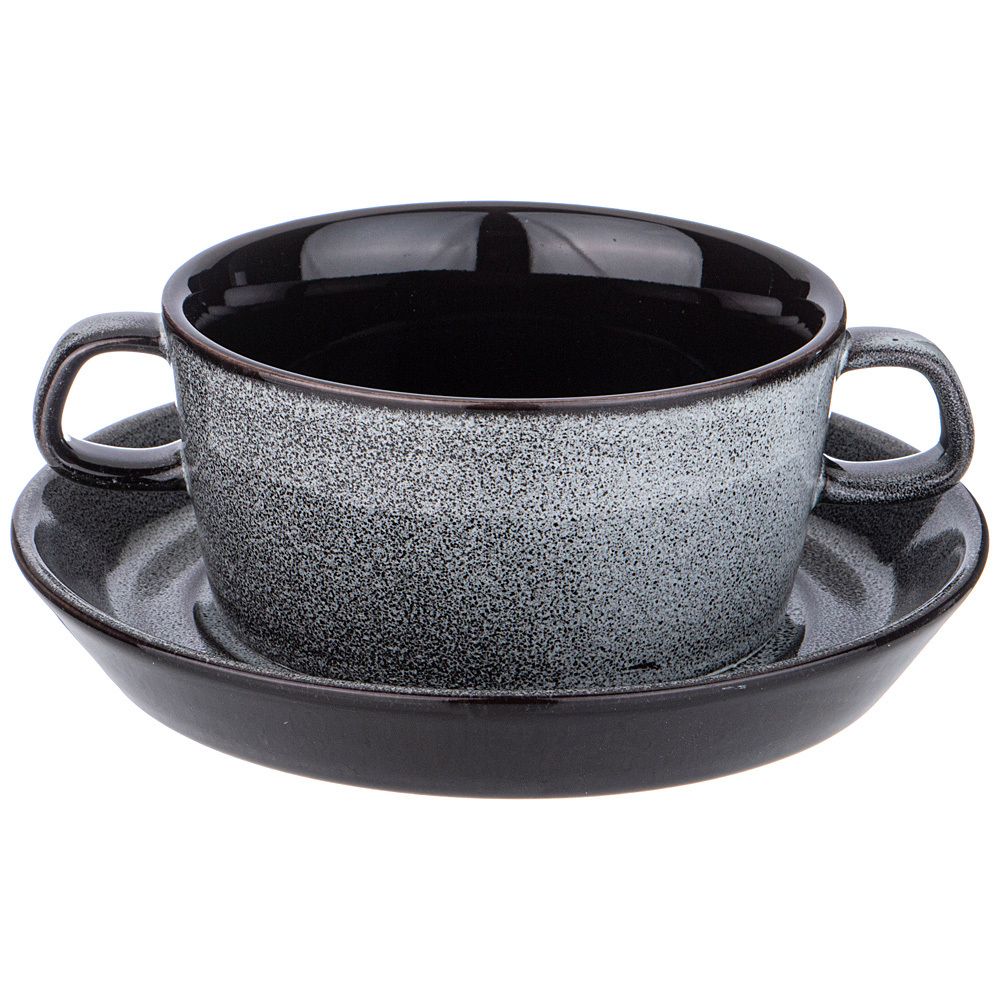 БУЛЬОННИЦА С БЛЮДЦЕМ LEFARD "GRAPHITE" 15*10*6 СМ (КОР=36НАБ.)