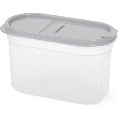 Емкость для сыпучих продуктов Космо 1,2л с клапаном, серый