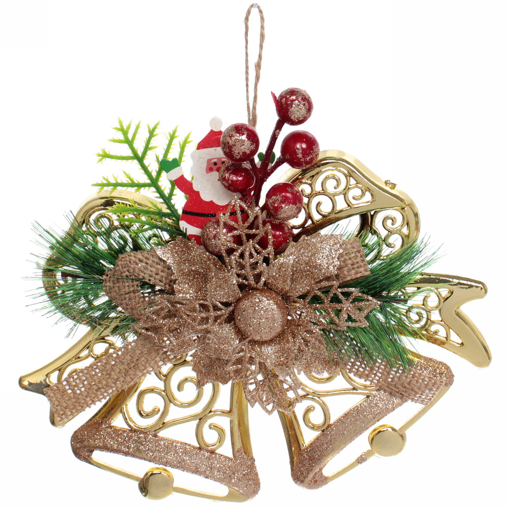 Украшение подвесное «Колокольчик с ягодами» 18*14 см, шампань