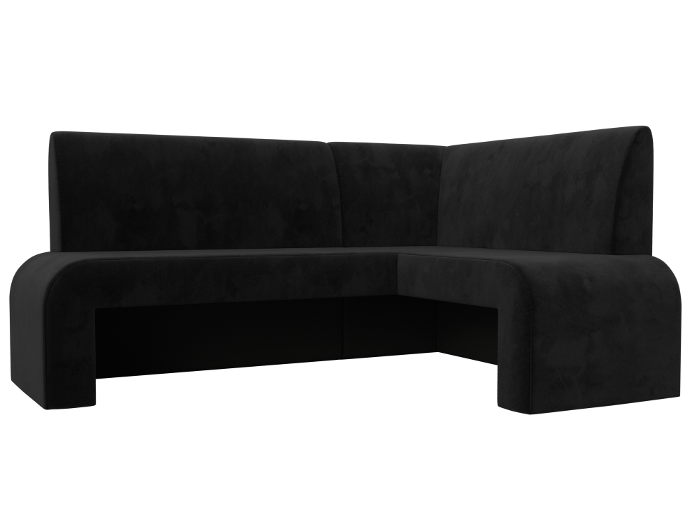 Диван кухонный угловой Кармен правый угол, Черный, Велюр, 126133