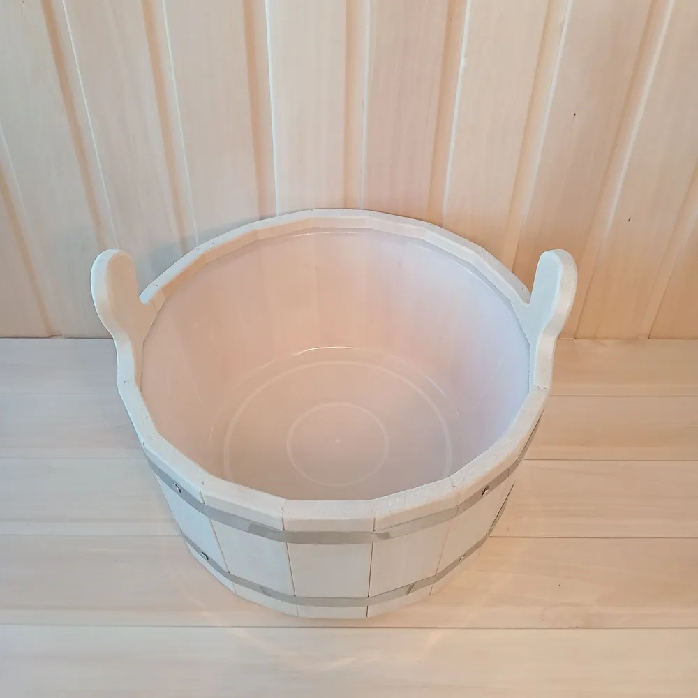 Ушат-шайка 15л.,липа, с пластиковой вставкой