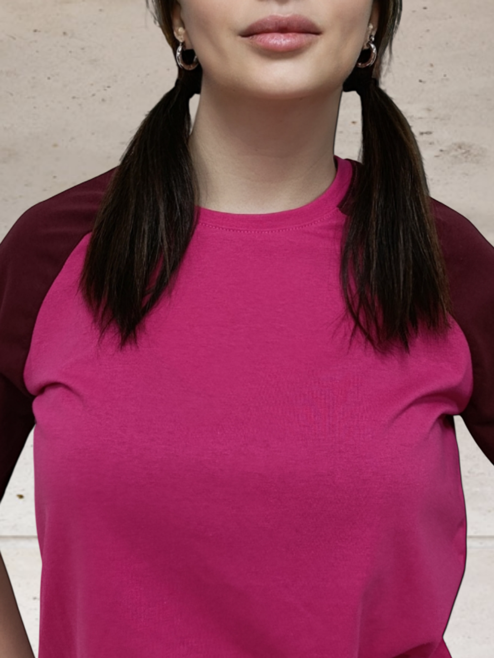 23072 Комплект женский (брюки-палаццо+футболка) кулирка бордо/малиновый (54)