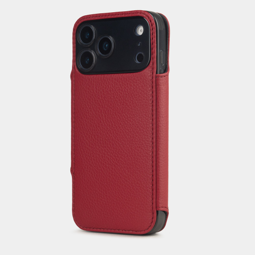 Чехол-картхолдер для iPhone 17 Pro Max - кожа телёнка, красный