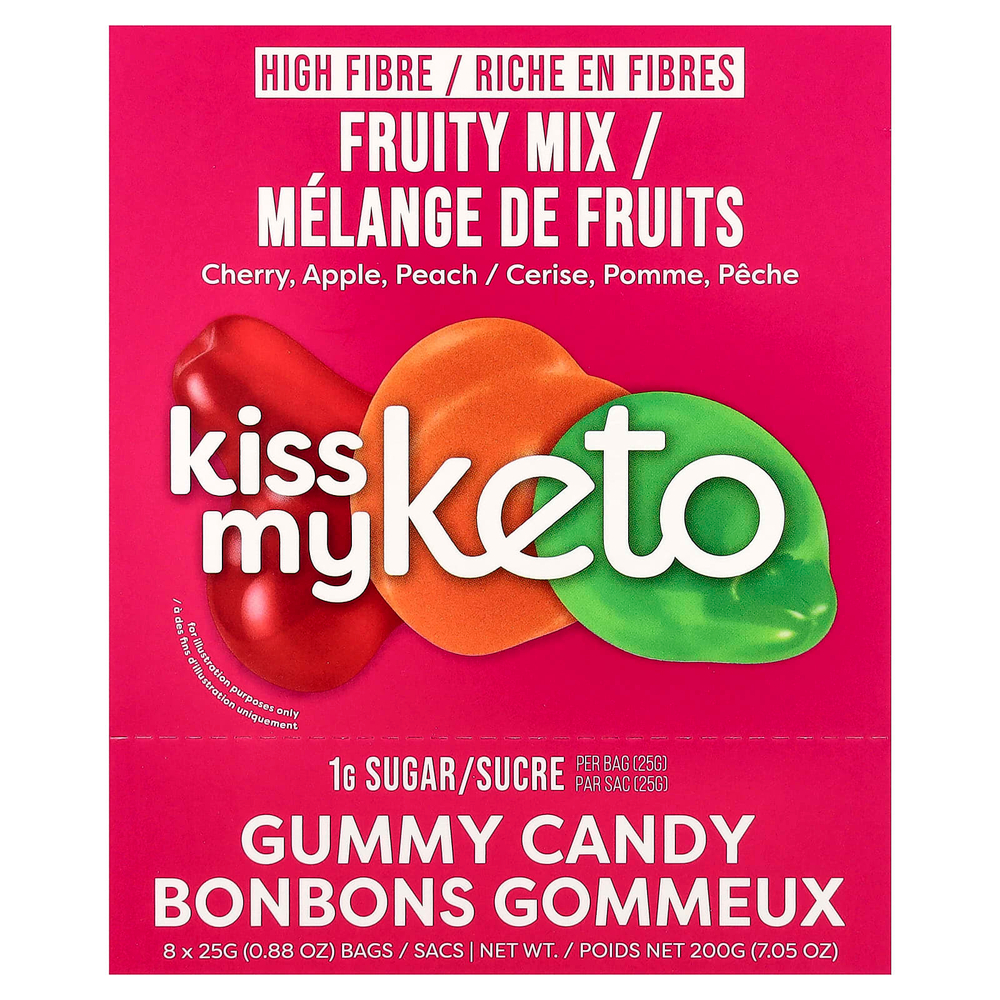 Kiss My Keto, Жевательные конфеты, фруктовая смесь, 8 пакетиков по 25 г (0,88 унции)