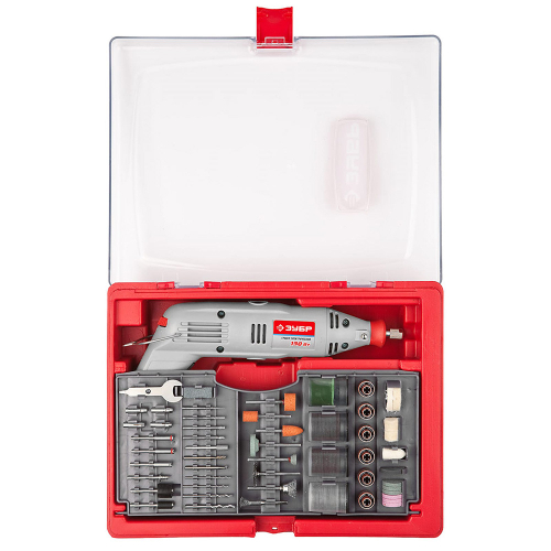 Гравер электрический Зубр с набором мини-насадок в кейсе 176 предметов ЗГ-130ЭК H17