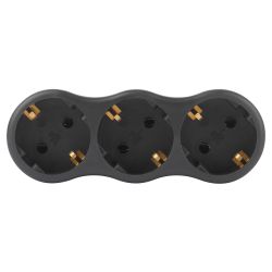 Разветвитель электрический ЭРА SPx-3e-B на 3 розетки с заземлением 16А черный