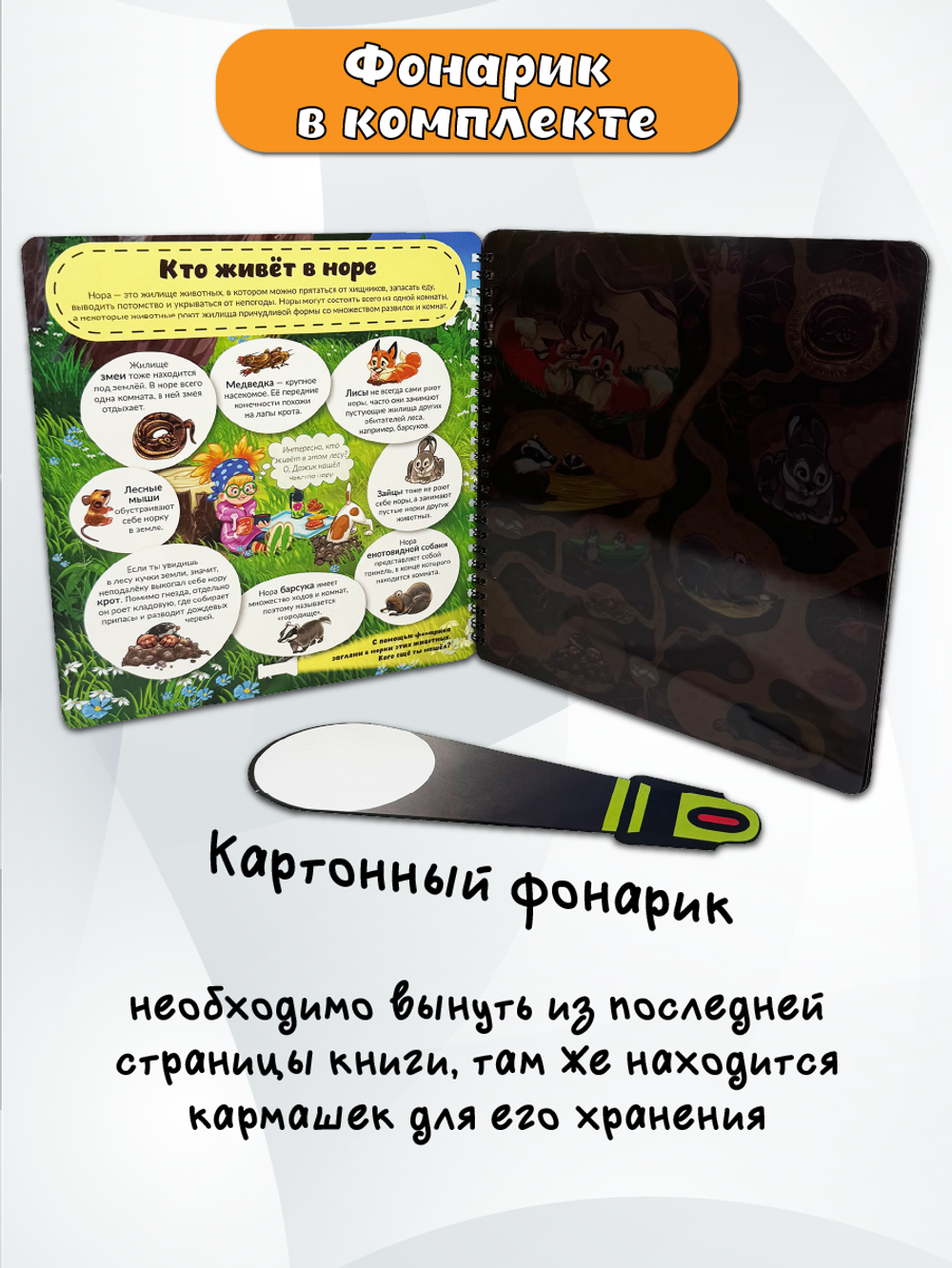 Книжка с фонариком "Что там, под Землёй?"