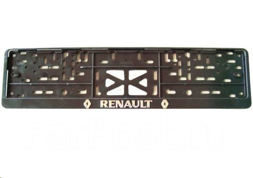 Рамка под номер с защелкой серебро  RENAULT  рельеф (Новосибирск)