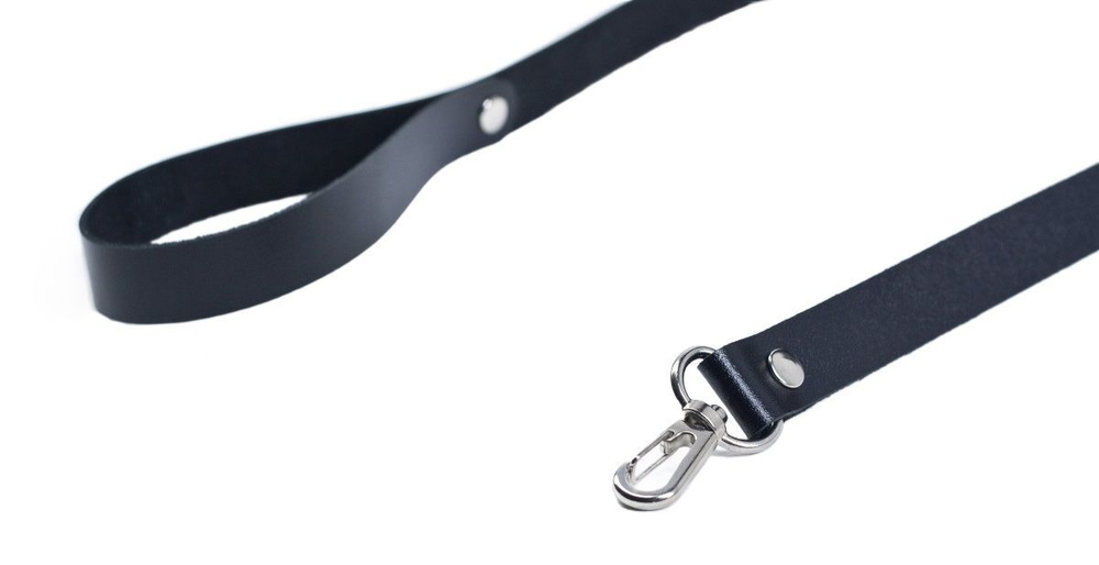 Черный кожаный поводок с карабином (Цвет: черный)