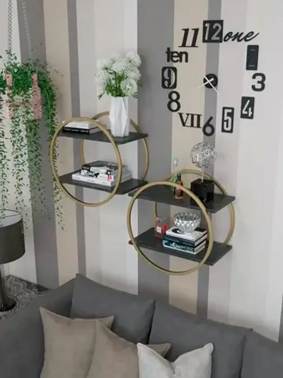 Набор полок круглых настенных злато-черных  - ЗЧ