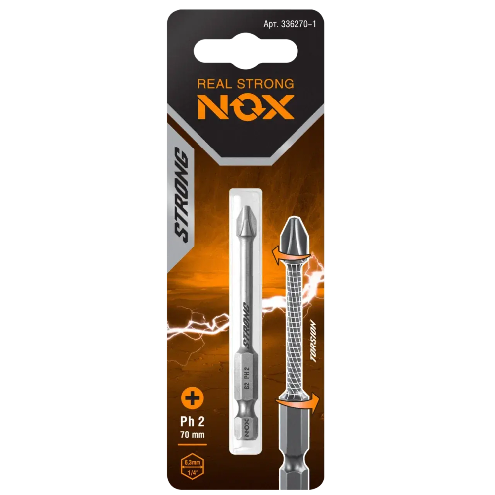 Бита torsion PH 2х70мм 1шт карта NOX STRONG 336270-1