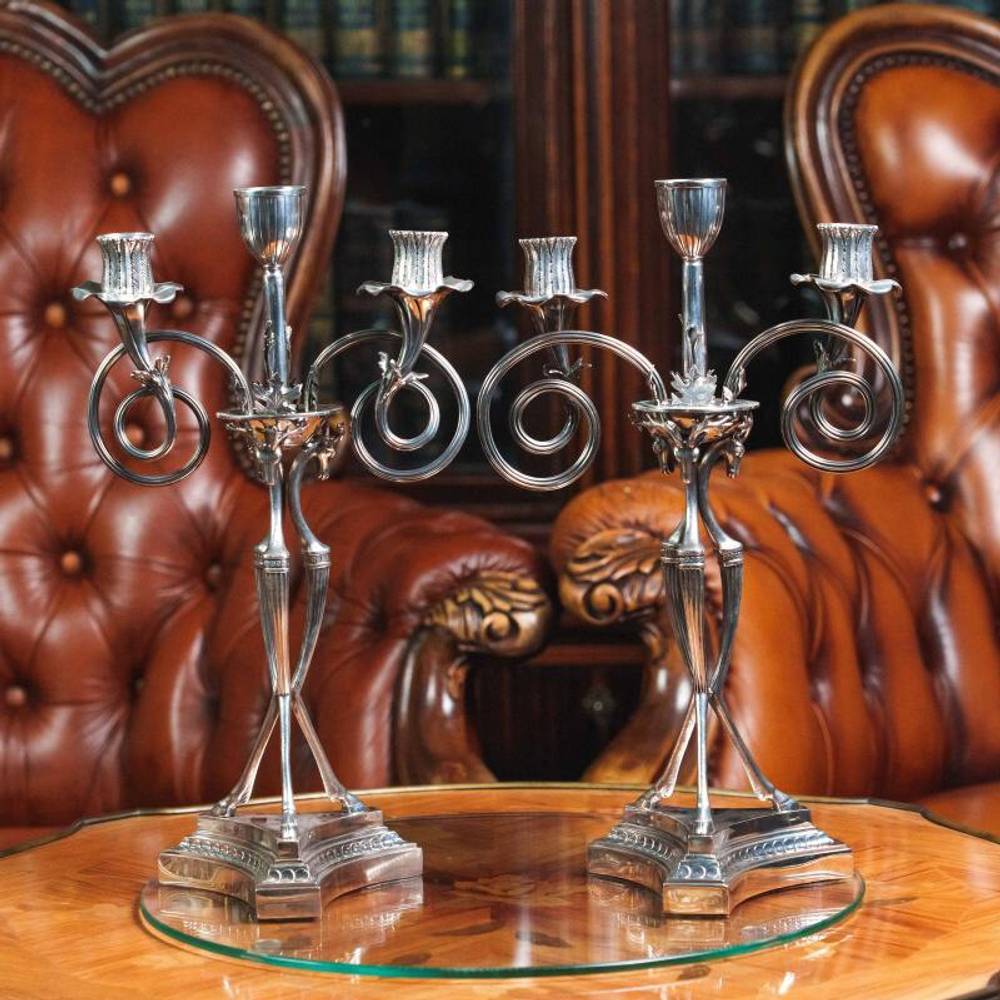 Парные Сицилианские канделябры из серебра