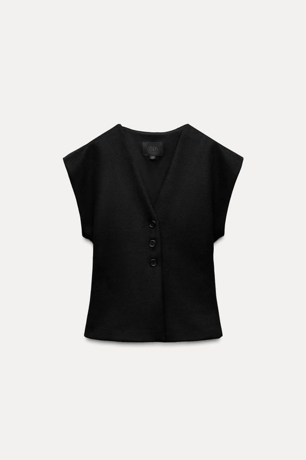 ZARA ТОП ИЗ СМЕСОВОЙ ШЕРСТИ, ЧЕРНЫЙ