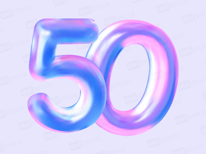 Голографическая цифра 50