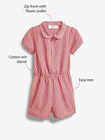 Комбинезон школьный на молнии для девочки Next 980-521, Красный, Белый