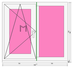 Пластиковое окно 950 х 1050 ТермА Эко + Москитная сетка