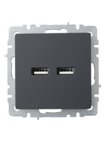 BRITE Розетка USB A+A 5В 3,1А РЮ10-1-БрГ графит IEK