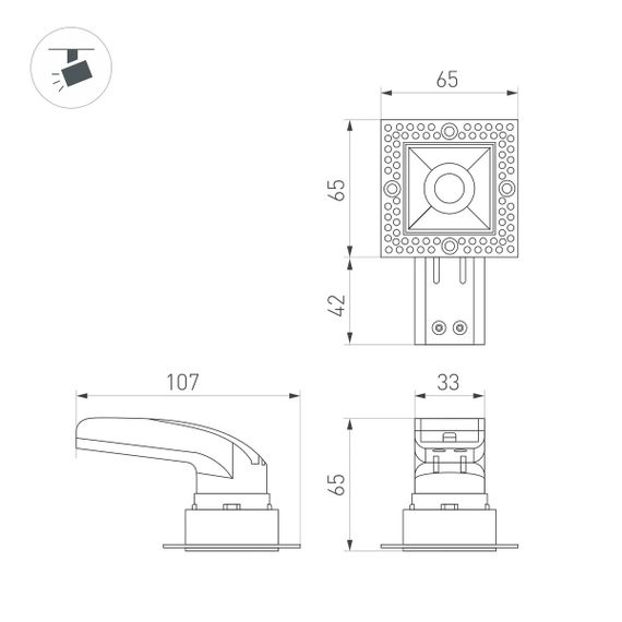 Встраиваемый светодиодный светильник Arlight MS-Rialto-Trimless-S40x40-9W Warm3000 048321