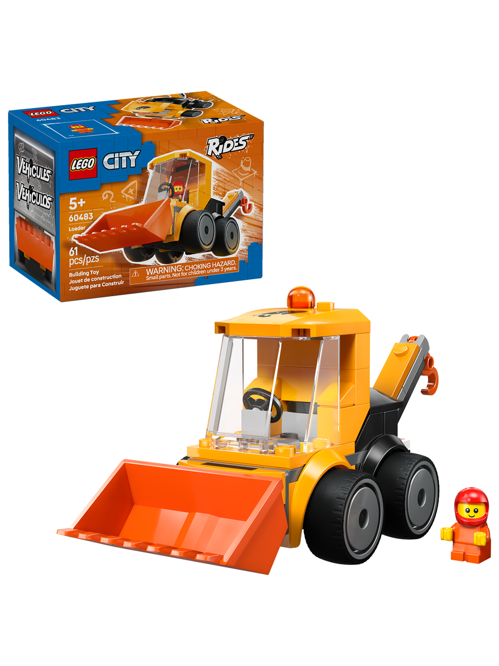 Конструктор Лего Сити Аттракционы: Строительный погрузчик 60483 | LEGO City Rides Construction Loader  61 деталь | 5+