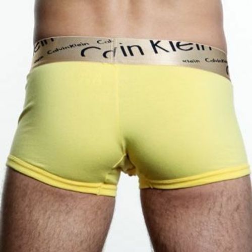 Мужские трусы боксеры желтые с косой резинкой Calvin Klein Bronze Boxer Italics Yellow