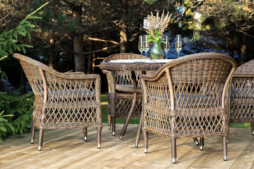 "Сицилия" обеденная группа плетеная, цвет коричневый