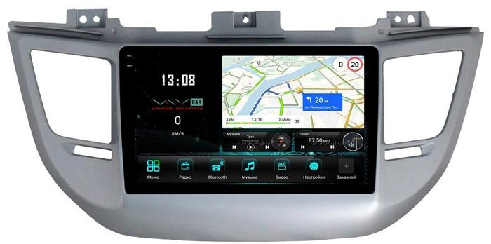 Магнитола для Hyundai Tucson 2016-2018 (рамка серебро) - Vaycar VA23-0546-2K на Android 13, Быстрая, 2K QLED, CarPlay,4G SIM-слот