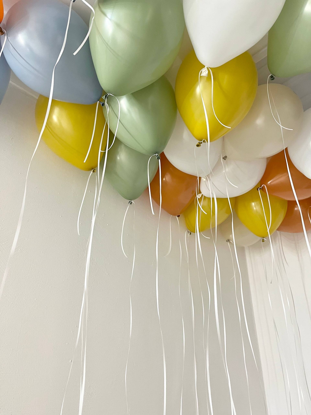 Воздушные шары под потолок эвкалипт/оранжевый закат/горчичный/песок/пыльно голубой№4364