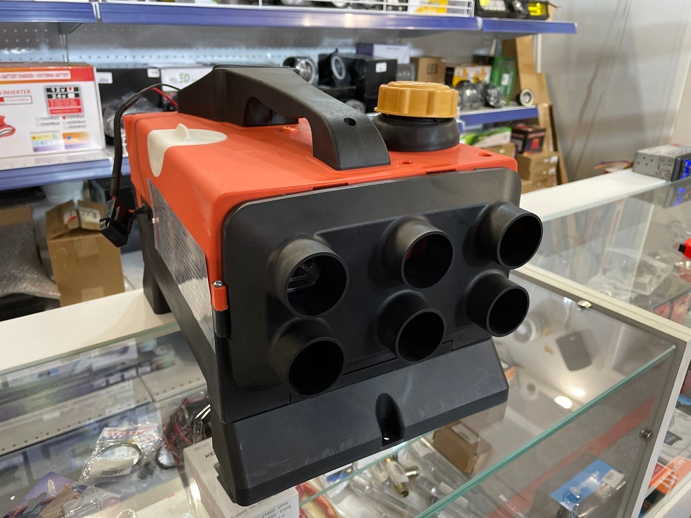 НЕТ - Автосила тепла | Переносной (6 выходов) автономный отопитель, Автосила тепла, 5.5 кВт, (12-220 вольт), пульт ДУ, бак Model w21 (Гарантия 1 мес.) Вес 7,8кг размеры 45х35х30см