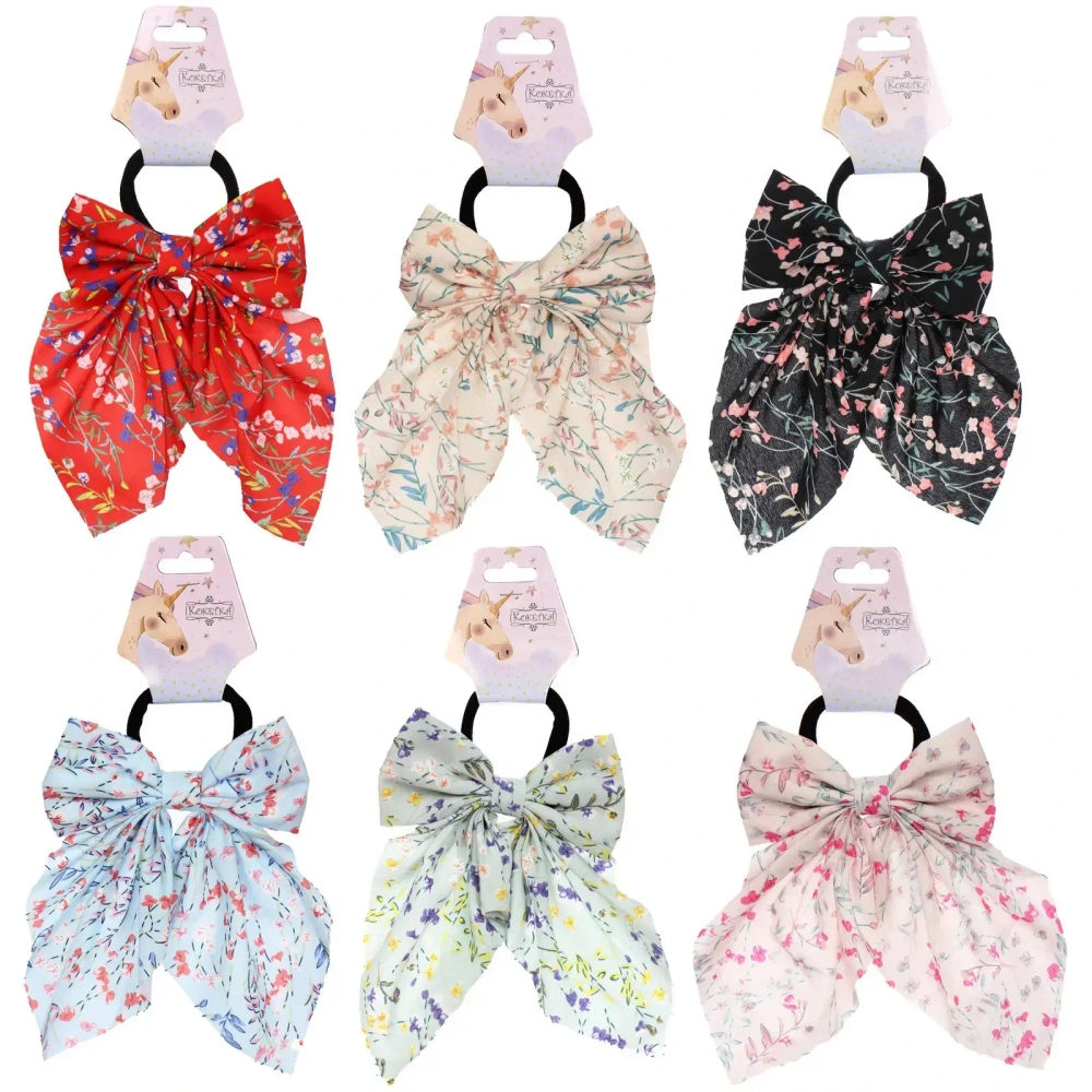 Резинка для волос «ПЕРСЕЯ», милые цветы, микс 6 цветов, d-5см/11*17см (подвес Кокетка Единорог)