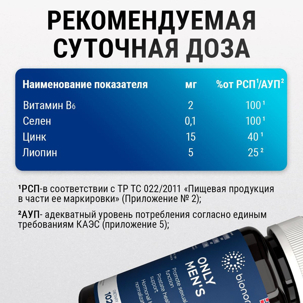 Витамины для мужчин Only Men's 1020 mg Bionordiq